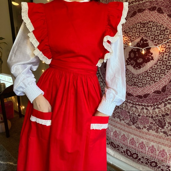 Vintage 70s Pinafore Apron Dress - Picture 2 of 4